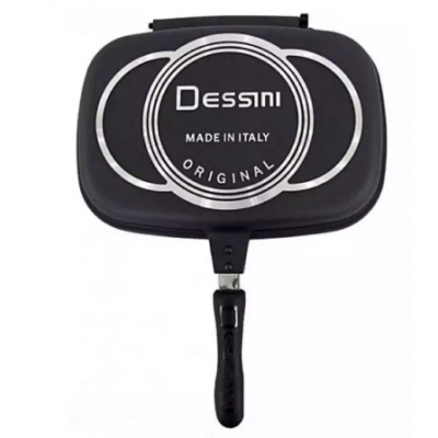 Black 36cm Dessini Double Side Non Stick Pressure Grill Fry And Grill Pan Free Spatula